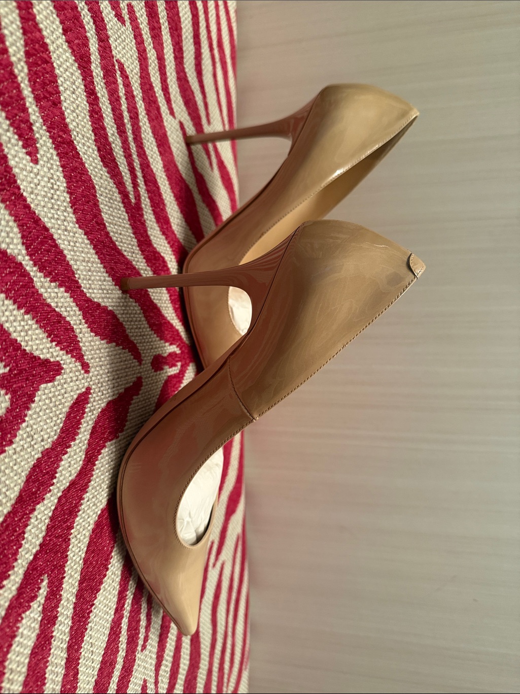 Jimmy Choo Nude Patent Leather Pointed-Toe Stilettos